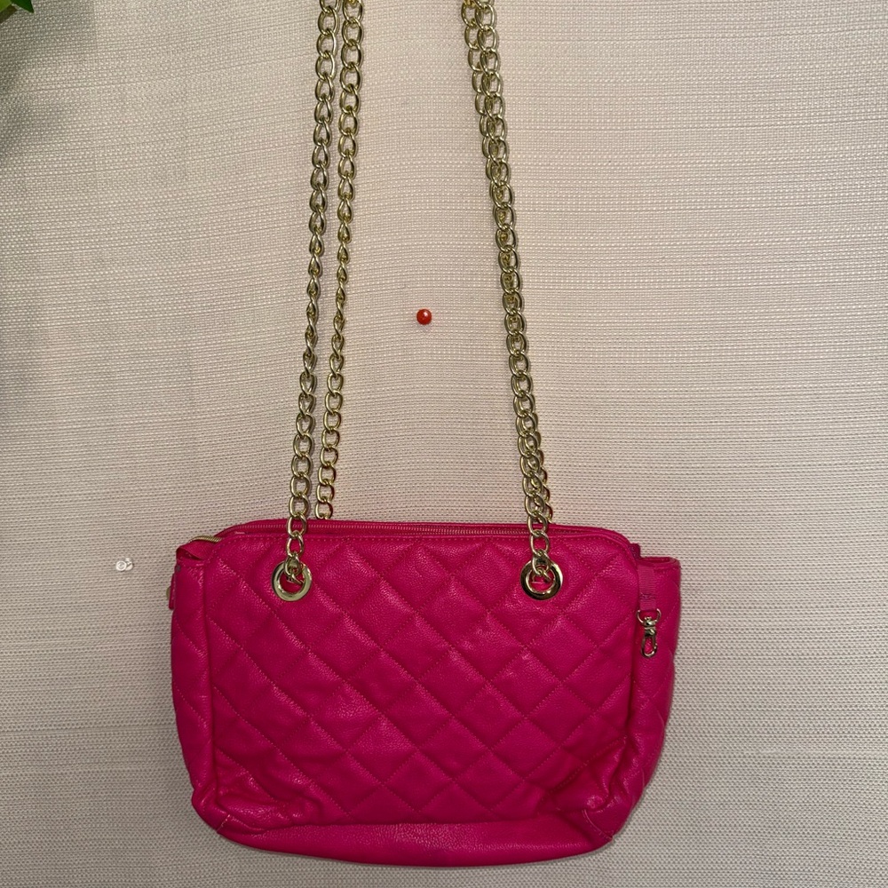 Betsey Johnson Fuchsia Quilted Shoulder Bag - Picture 2 of 4